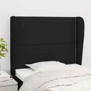 vidaXL Tête de lit avec oreilles Noir 103x23x118/128 cm Tissu pas cher