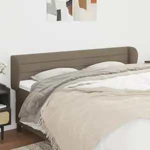 vidaXL Tête de lit avec oreilles Taupe 163x23x78/88 cm Tissu pas cher
