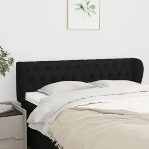 vidaXL Tête de lit avec oreilles Noir 163x23x78/88 cm Tissu pas cher
