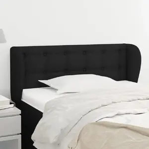 vidaXL Tête de lit avec oreilles Noir 93x23x78/88 cm Tissu pas cher
