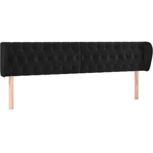 vidaXL Tête de lit avec oreilles Noir 203x23x78/88 cm Velours pas cher