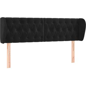 vidaXL Tête de lit avec oreilles Noir 163x23x78/88 cm Velours pas cher