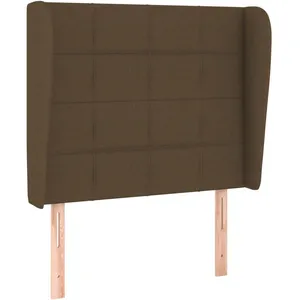vidaXL Tête de lit avec oreilles Marron foncé 83x23x118/128 cm Tissu pas cher