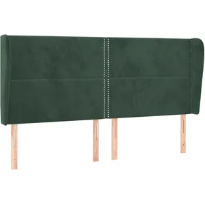 vidaXL Tête de lit avec oreilles Vert foncé 203x23x118/128 cm Velours
