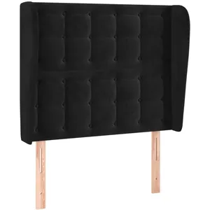 vidaXL Tête de lit avec oreilles Noir 93x23x118/128 cm Velours pas cher