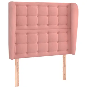vidaXL Tête de lit avec oreilles Rose 93x23x118/128 cm Velours pas cher