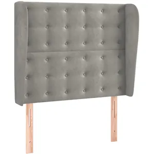 vidaXL Tête de lit avec oreilles Gris clair 103x23x118/128 cm Velours pas cher