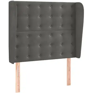 vidaXL Tête de lit avec oreilles Gris foncé 103x23x118/128 cm Velours pas cher