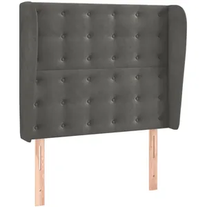 vidaXL Tête de lit avec oreilles Gris foncé 93x23x118/128 cm Velours pas cher