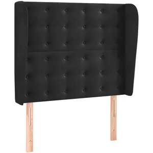 vidaXL Tête de lit avec oreilles Noir 83x23x118/128 cm Velours pas cher