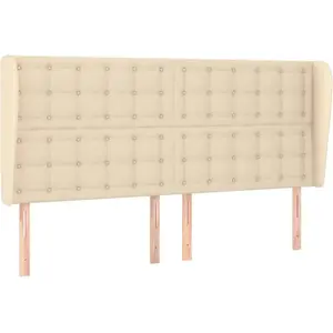 vidaXL Tête de lit avec oreilles Crème 203x23x118/128 cm Tissu pas cher