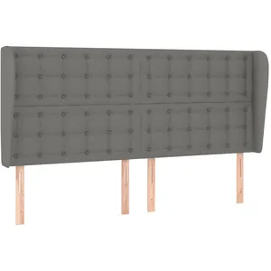 vidaXL Tête de lit avec oreilles Gris foncé 183x23x118/128 cm Tissu pas cher