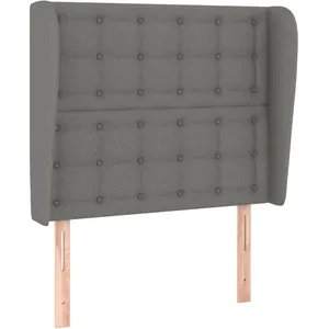 vidaXL Tête de lit avec oreilles Gris foncé 93x23x118/128 cm Tissu pas cher
