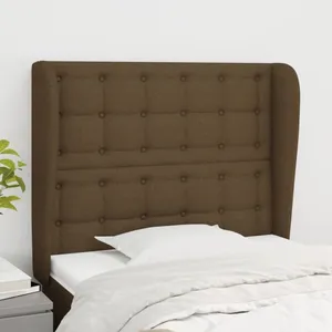 vidaXL Tête de lit avec oreilles Marron foncé 83x23x118/128 cm Tissu pas cher