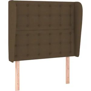 vidaXL Tête de lit avec oreilles Marron foncé 93x23x118/128 cm Tissu pas cher