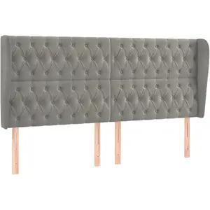 vidaXL Tête de lit avec oreilles Gris clair 203x23x118/128 cm Velours pas cher