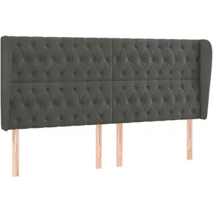 vidaXL Tête de lit avec oreilles Gris foncé 203x23x118/128 cm Velours pas cher