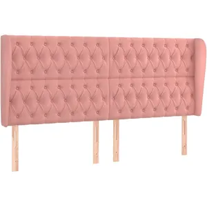 vidaXL Tête de lit avec oreilles Rose 203x23x118/128 cm Velours pas cher