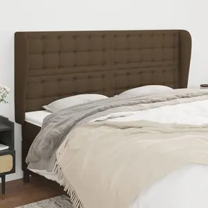 vidaXL Tête de lit avec oreilles Marron foncé 183x23x118/128 cm Tissu pas cher