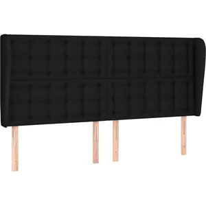 vidaXL Tête de lit avec oreilles Noir 203x23x118/128 cm Tissu pas cher