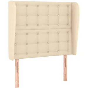 vidaXL Tête de lit avec oreilles Crème 93x23x118/128 cm Tissu pas cher