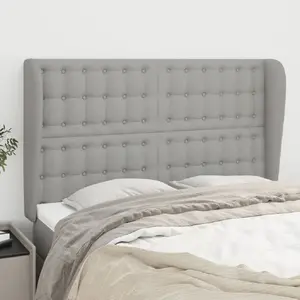 vidaXL Tête de lit avec oreilles Gris clair 147x23x118/128 cm Tissu pas cher