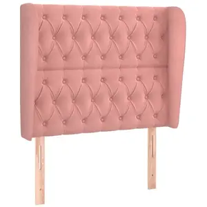 vidaXL Tête de lit avec oreilles Rose 103x23x118/128 cm Velours pas cher