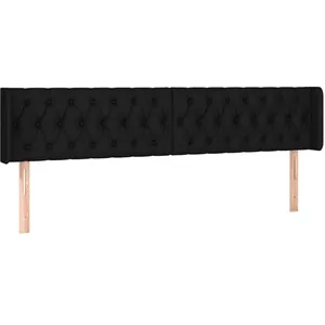 vidaXL Tête de lit avec oreilles Noir 203x16x78/88 cm Tissu pas cher