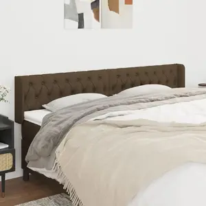 vidaXL Tête de lit avec oreilles Marron Foncé 203x16x78/88 cm Tissu pas cher