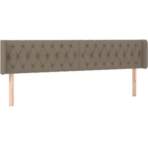 vidaXL Tête de lit avec oreilles Taupe 203x16x78/88 cm Tissu pas cher