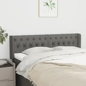 vidaXL Tête de lit avec oreilles Gris foncé 147x16x78/88 cm Tissu pas cher