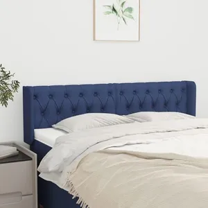 vidaXL Tête de lit avec oreilles Bleu 147x16x78/88 cm Tissu pas cher