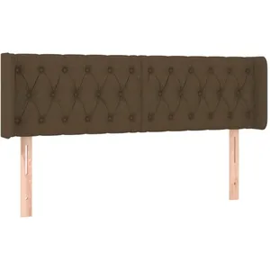 vidaXL Tête de lit avec oreilles Marron Foncé 163x16x78/88 cm Tissu pas cher