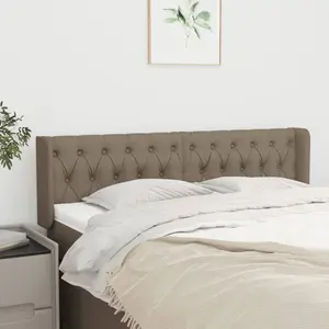 vidaXL Tête de lit avec oreilles Taupe 147x16x78/88 cm Tissu pas cher