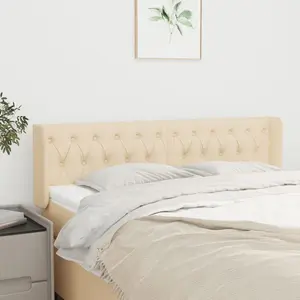 vidaXL Tête de lit avec oreilles Crème 163x16x78/88 cm Tissu pas cher