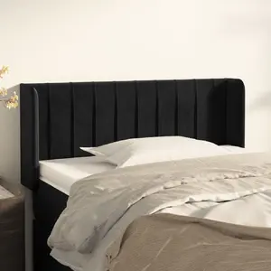 vidaXL Vidaxl Tête De Lit Avec Oreilles Noir 93x16x78/88 Cm Velours pas cher