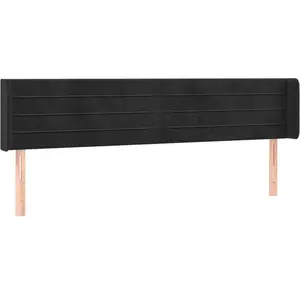 vidaXL Tête de lit avec oreilles Noir 203x16x78/88 cm Velours pas cher