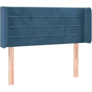 vidaXL Tête de lit avec oreilles Bleu foncé 93x16x78/88 cm Velours pas cher