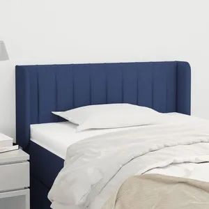 vidaXL Tête de lit avec oreilles Bleu 93x16x78/88 cm Tissu pas cher