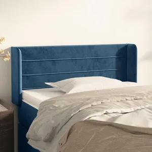 vidaXL Tête de lit avec oreilles Bleu Foncé 83x16x78/88 cm Velours pas cher