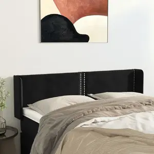vidaXL Tête de lit avec oreilles Noir 147x16x78/88 cm Velours pas cher