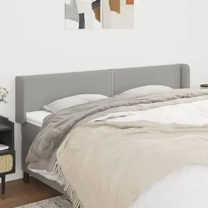 vidaXL Tête de lit avec oreilles Gris clair 203x16x78/88 cm Tissu pas cher