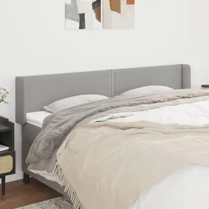 vidaXL Tête de lit avec oreilles Gris clair 183x16x78/88 cm Tissu pas cher