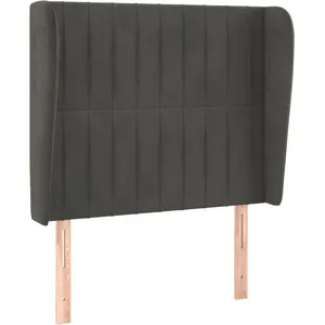 vidaXL Tête de lit avec oreilles Gris foncé 93x23x118/128 cm Velours pas cher