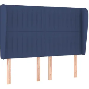 vidaXL Tête de lit avec oreilles Bleu 147x23x118/128 cm Tissu pas cher