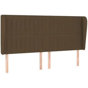 vidaXL Tête de lit avec oreilles Marron foncé 163x23x118/128 cm Tissu pas cher
