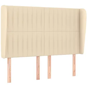 vidaXL Tête de lit avec oreilles Crème 147x23x118/128 cm Tissu pas cher