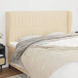 vidaXL Tête de lit avec oreilles Crème 183x23x118/128 cm Tissu pas cher