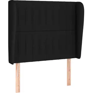 vidaXL Tête de lit avec oreilles Noir 93x23x118/128 cm Tissu pas cher
