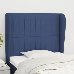 vidaXL Tête de lit avec oreilles Bleu 93x23x118/128 cm Tissu pas cher
